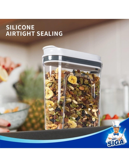 MR.SIGA Juego de 2 Dispensadores de Cereales Herméticos 1.3L