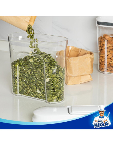 MR.SIGA Juego de 2 Dispensadores de Cereales Herméticos 1.3L