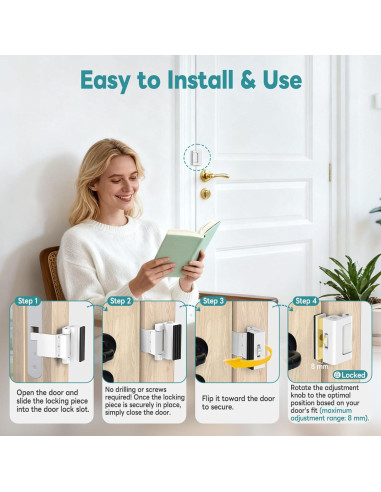 Cerradura de Refuerzo de Seguridad StickNGo para Puertas Interiores