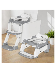 Asiento de Entrenamiento para Baño CandyHome Gris 3-en-1 Ajustable