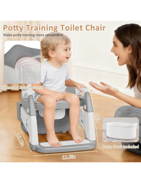 Asiento de Entrenamiento para Baño CandyHome Gris 3-en-1 Ajustable