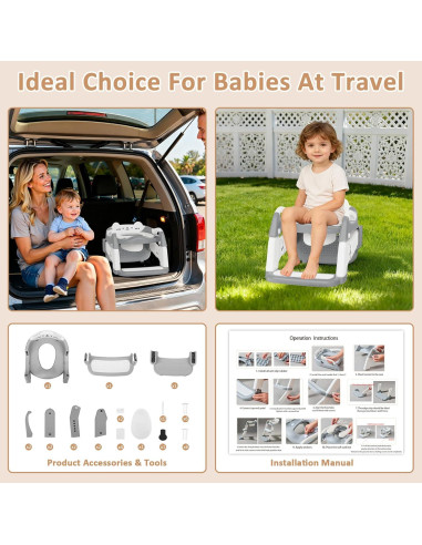 Asiento de Entrenamiento para Baño CandyHome Gris 3-en-1 Ajustable