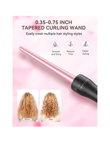 Varita de Rizado Cónica LANDOT 9-19mm Profesional con Accesorios