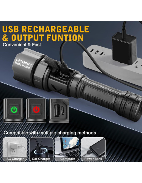 Linterna Táctica G XHP70 6000 Lúmenes Recargable Picatinny