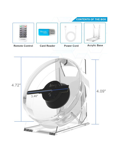 Ventilador Holográfico 3D HAVIsikr 4.7" Portátil con Control Remoto