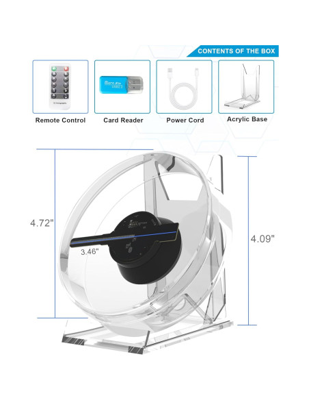 Ventilador Holográfico 3D HAVIsikr 4.7" Portátil con Control Remoto