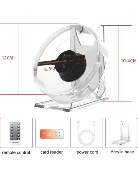 Ventilador Holográfico 3D HAVIsikr 4.7" Portátil con Control Remoto