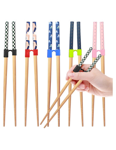 5 Pares de Palillos Reutilizables EAEDMY 22.5cm para Aprender