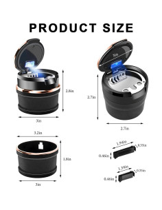 Cenicero de coche ZNDAW con tapa y luz LED azul portátil 2