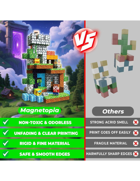 200 Bloques Magnéticos de Construcción Magnetopia - Juguetes para Niños 3-12 Años