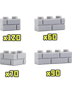 Ladrillos de Pared Clásicos WSRYLTCH 340 Piezas Gris Claro 2