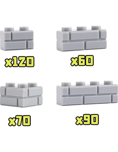 Ladrillos de Pared Clásicos WSRYLTCH 340 Piezas Gris Claro