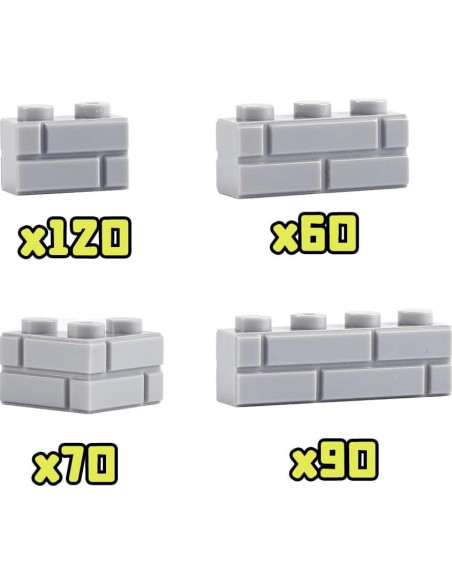 Ladrillos de Pared Clásicos WSRYLTCH 340 Piezas Gris Claro