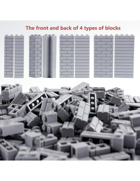 Ladrillos de Pared Clásicos WSRYLTCH 340 Piezas Gris Claro