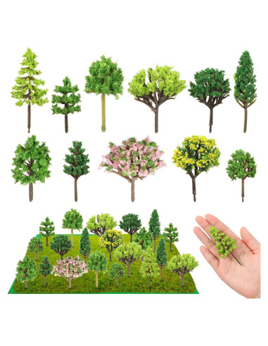 Kit de Diorama HekouJiub 56 Piezas Árboles y Césped Verde