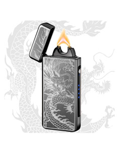 Encendedor Eléctrico Recargable TIKIUKI Dragón Negro a Prueba de Viento