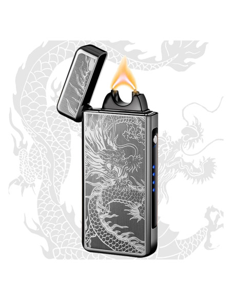 Encendedor Eléctrico Recargable TIKIUKI Dragón Negro a Prueba de Viento