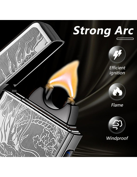 Encendedor Eléctrico Recargable TIKIUKI Dragón Negro a Prueba de Viento