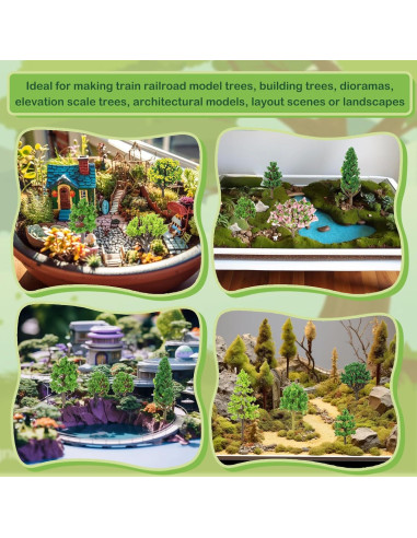 Kit de Diorama HekouJiub 56 Piezas Árboles y Césped Verde
