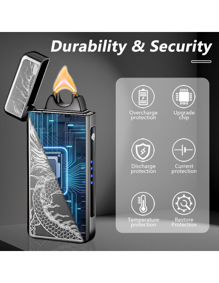 Encendedor Eléctrico Recargable TIKIUKI Dragón Negro a Prueba de Viento