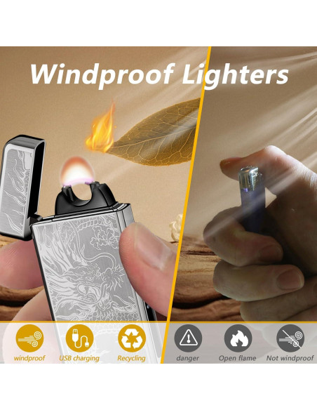 Encendedor Eléctrico Recargable TIKIUKI Dragón Negro a Prueba de Viento