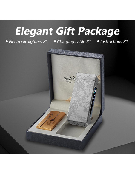 Encendedor Eléctrico Recargable TIKIUKI Dragón Negro a Prueba de Viento