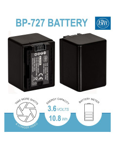 Batería BP-727 Li-ion para Canon Vixia HF R80 R82 R800 2