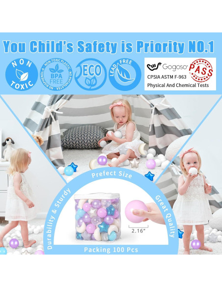 Bolas de Piscina GOGOSO 100pcs Estrellas y Lunas