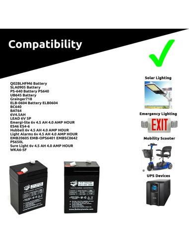 Paquete de 5 Baterías ELB-0604 6V 4.5AH Plomo Sellada
