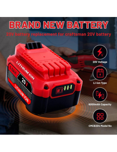 Baterías de Reemplazo Craftsman 20V 6.0Ah 2-Pack Ultraxxis