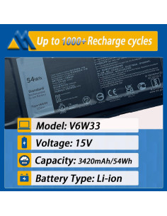 Batería de Laptop Dell V6W33 54Wh 15V para Inspiron/Latitude/Vostro 2