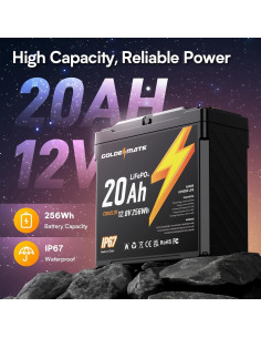Batería LiFePO4 GOLDENMATE 12V 20Ah Impermeable IP67 2