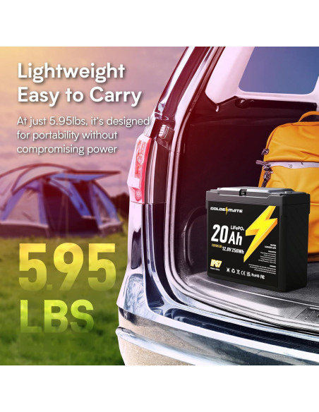 Batería LiFePO4 GOLDENMATE 12V 20Ah Impermeable IP67