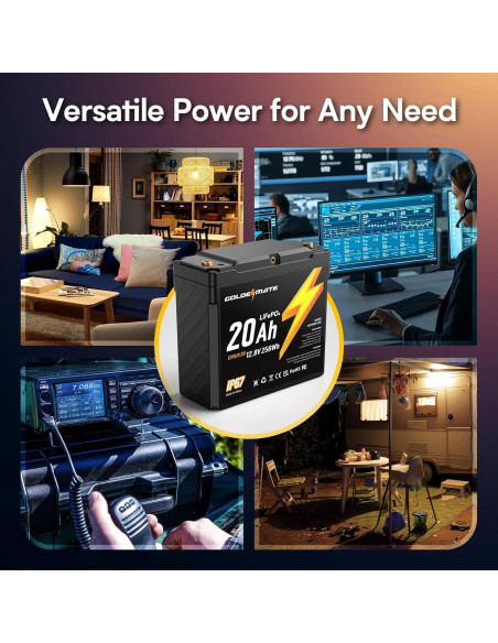 Batería LiFePO4 GOLDENMATE 12V 20Ah Impermeable IP67