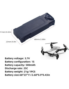 Batería Lipo 3.7V 500mAh Fytoo para D20 Mini Drone - 3PCS 2
