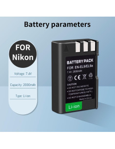 Batería EN-EL9 2000mAh + Cargador Doble USB Rápido Nikon 2
