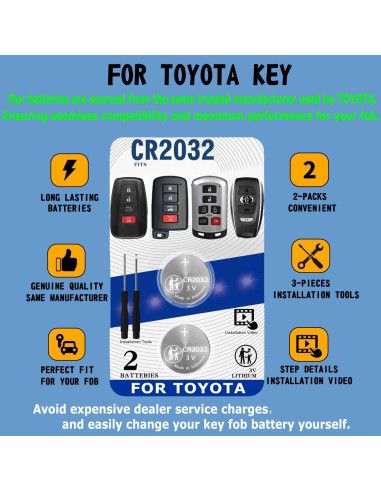 Kit de Baterías CR2032 para Llave Toyota - Paquete de 2