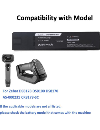 Batería Li-ion 2400mAh 3.7V ZeBra DS8100/DS8170/DS8178