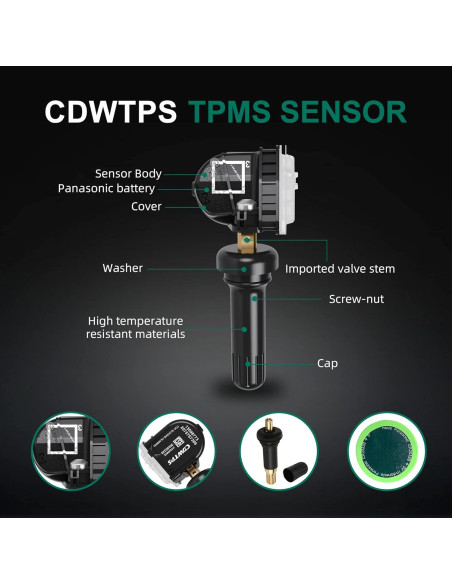 Sensor TPMS CDWTPS 4-Pack para Chevy GMC Buick Cadillac