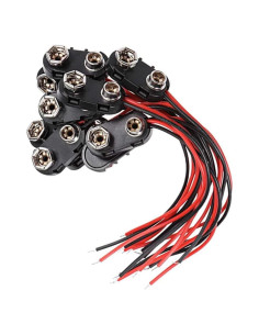 Paquete de 12 Conectores de Clip de Batería 9V Tipo I 15cm