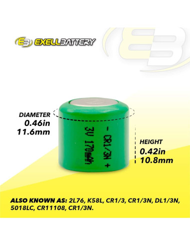 Batería de Litio Exell CR1/3N 3V para Collar de Perro