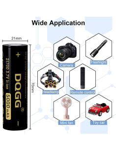 Batería Recargable 21700 PAOWANG 5000mAh Flat Top 4 Piezas 2