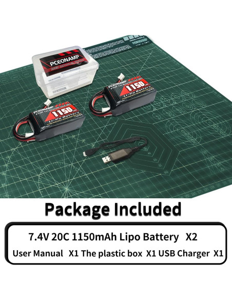 Batería Lipo 2S 1150mAh 7.4V PCEONAMP para RC SCX24