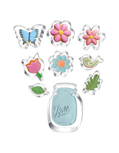 Juego de 9 Cortadores de Galletas Yaocom Acero Inoxidable Floral