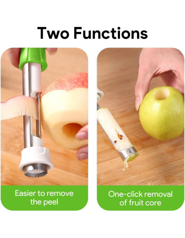 2 Piezas Descorazonador y Pelador de Manzanas HooYiYuuX