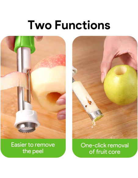 2 Piezas Descorazonador y Pelador de Manzanas HooYiYuuX