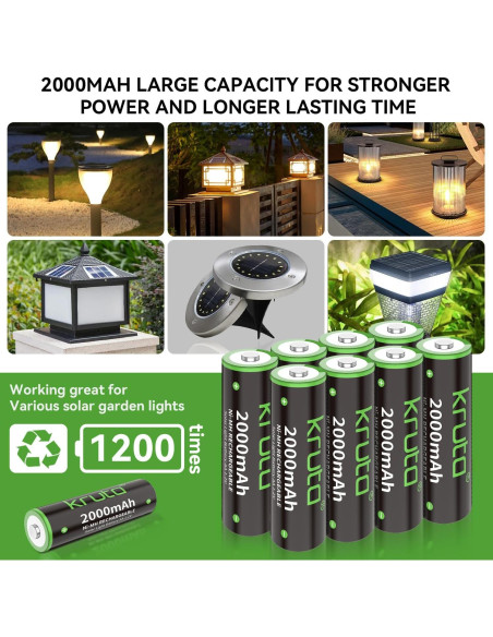 Baterías recargables AA Kruta 2000mAh - Paquete de 20