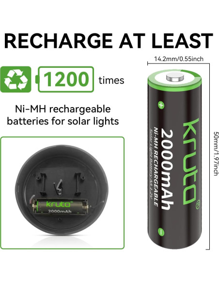 Baterías recargables AA Kruta 2000mAh - Paquete de 20