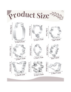 Juego de 9 Cortadores de Galletas Yaocom Acero Inoxidable Floral 2