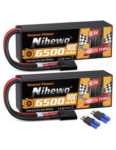 Batería Lipo 3S 11.1V 6500mAh Nihewo 90C para RC - 2 Paquetes